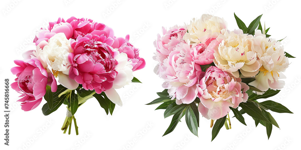 bouquet of Peony flowers, isolated on transparent background