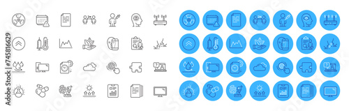 Talk, Waterproof and Social distancing line icons pack. For web app. Color icon buttons. Vector