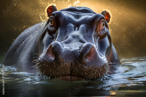 The Hidden Yet Dominating Presence: A Hippopotamus Bathing In its Natural Habitat © Cody