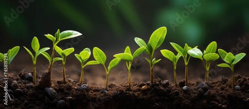 Mineral fertilizers plant young seedlings in the soil