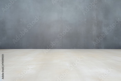 Spacious Gray Concrete Interior Background. Empty Gray Concrete Space