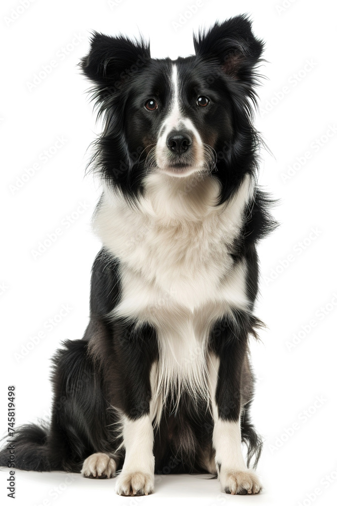 Fototapeta premium border collie sitting on white background