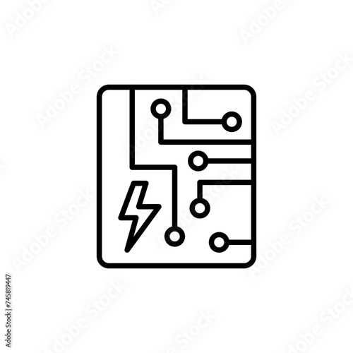 Electrical circuit outline icons, electricity minimalist vector illustration ,simple transparent graphic element .Isolated on white background