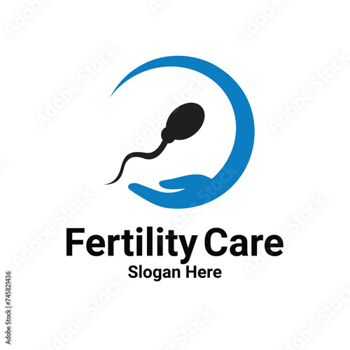 Fertility Care Logo Design. Sperm Sign Symbol Logo Icon Illustration Element Template For Clinics, Pharmacies, and Hospitals.