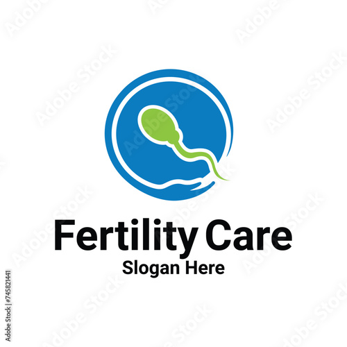 Fertility Care Logo Design. Sperm Sign Symbol Logo Icon Illustration Element Template For Clinics, Pharmacies, and Hospitals.