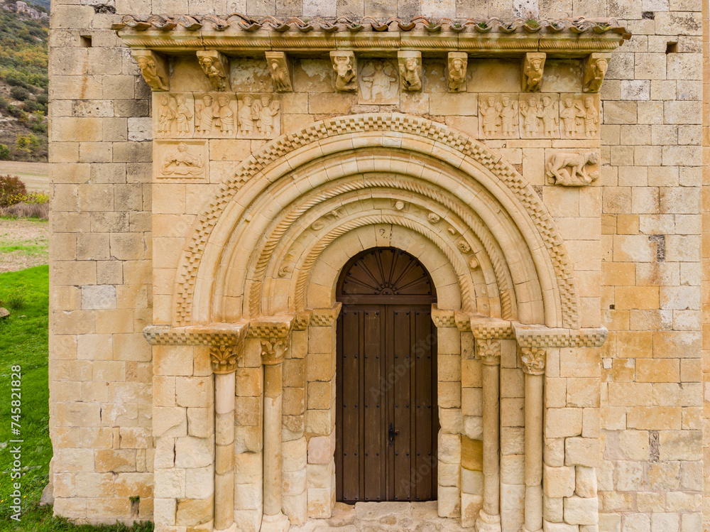 hermitage of San Pedro de Tejada, western doorway, Romanesque hermitage, Puente-Arenas, the Merindad de Valdivielso, Burgos, Spain