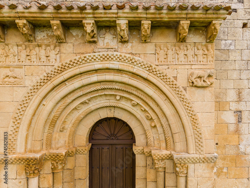 hermitage of San Pedro de Tejada, western doorway, Romanesque hermitage, Puente-Arenas, the Merindad de Valdivielso, Burgos, Spain photo