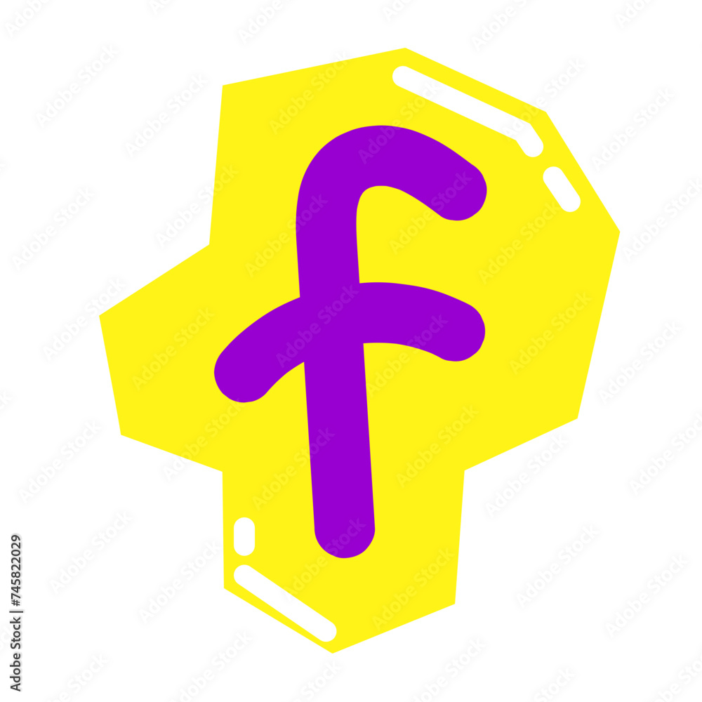 Obraz premium Lowercase Letter f Magazine Cutout Style, Font Cut-out Design
