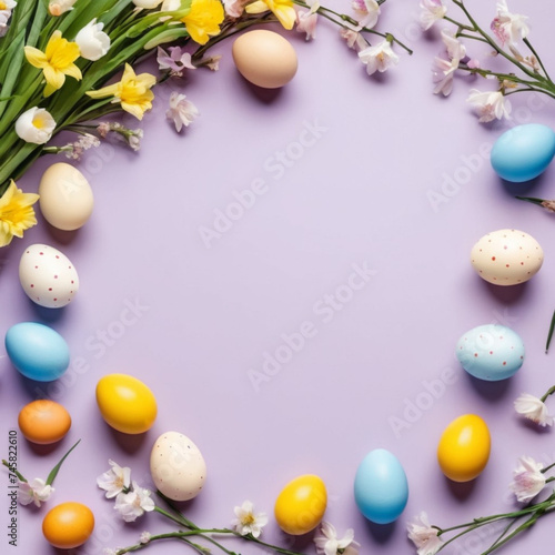 photo of a easter card with eggs and flowers 