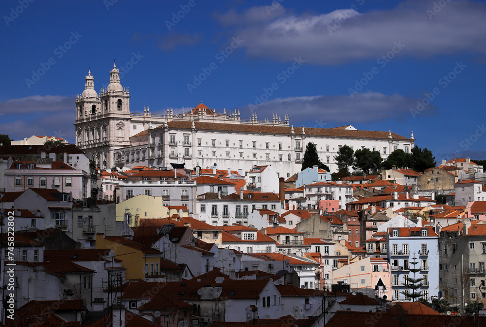high angle view of alfama quarter in lisbon