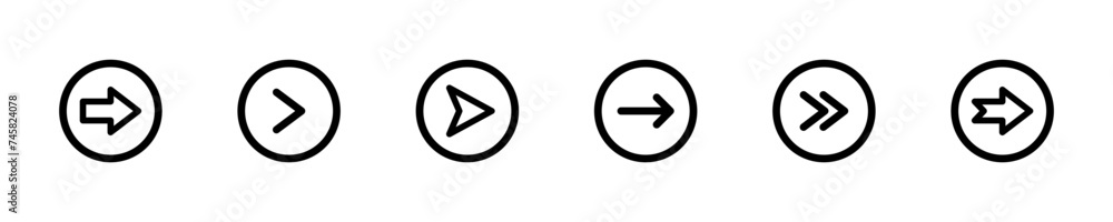 Arrows vector icons set. Arrow with right direction. Black pointer or cursor. Arrows vector icons set. Arrow with right direction. Black pointer or cursor.