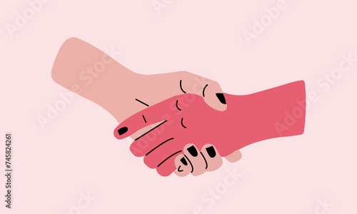 Wallpaper Mural Handshake concept with two different colored shaking hands. Symbols of success deal, happy partnership, greeting shake, handshake of agreement. Torontodigital.ca