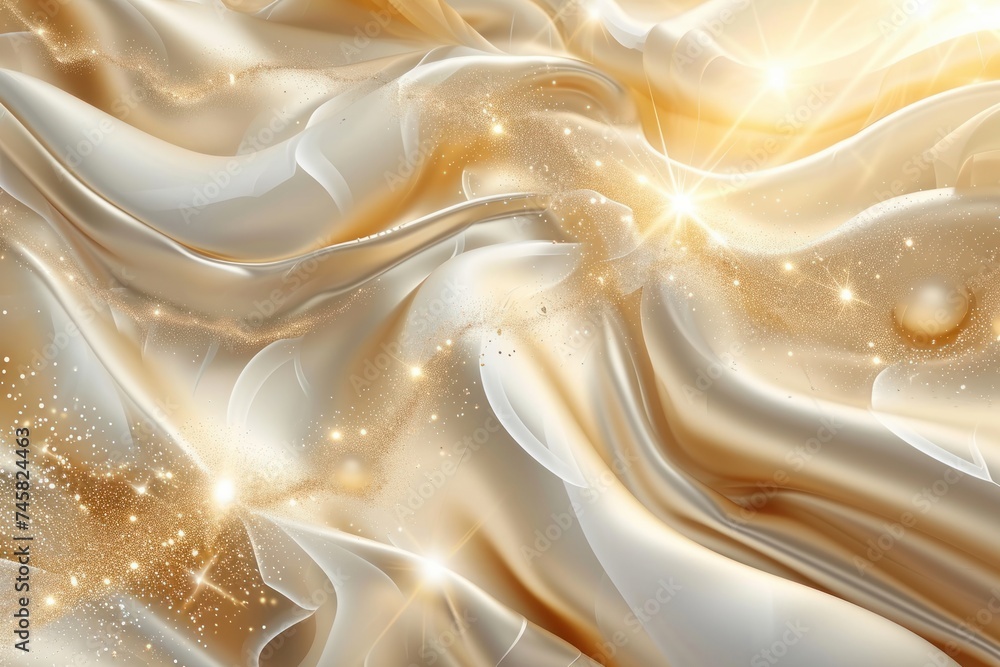Obraz premium 高級感のある金色とパールホワイトの抽象的な背景, Generative AI