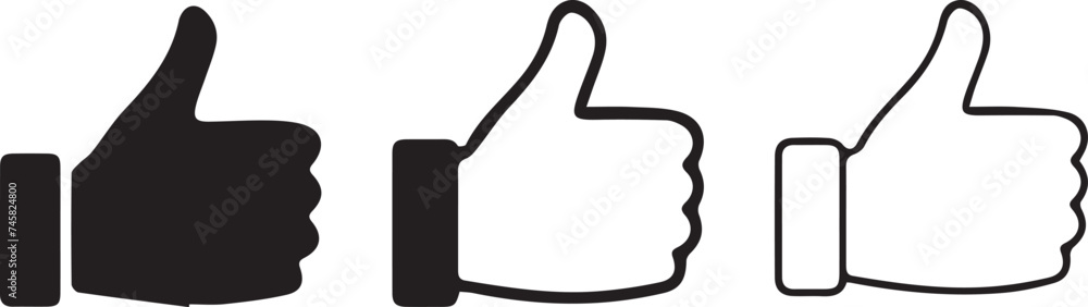 dislike linear icons thumb down icon set. Vector illustration in line style on white.	