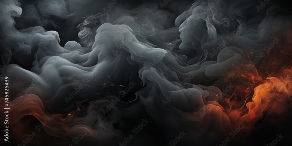 Obraz premium Black graphite background with smoke 3d