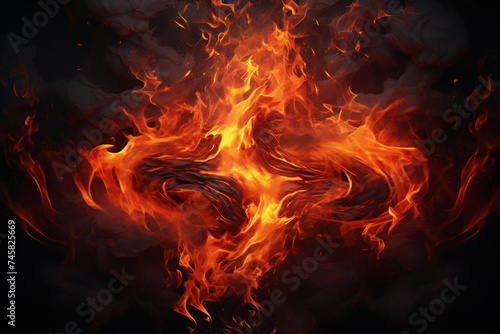 Captivating Flames and Fire Flicker on a Black Background