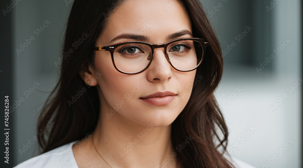 portrait of a woman wearing glasses portrait of a woman wearing glasses