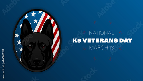 National K9 Veterans Day concept design, vector illustration