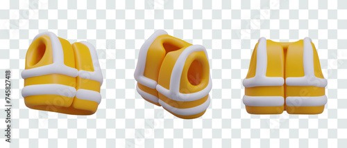 Orange 3D vest with reflective stripes. Special clothes for builders, repairmen