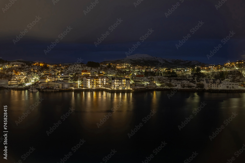  View of Kristiansund city by night