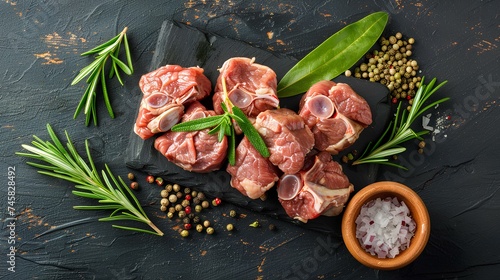 raw lamb chops with herbs