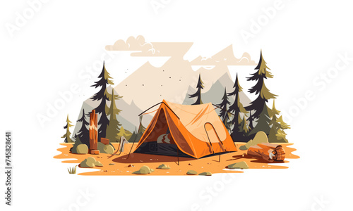 camping vector flat minimalistic isolated illustration