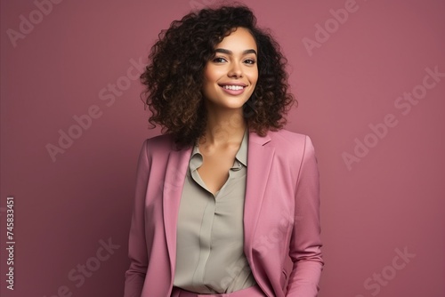 Portrait of a smiling african american businesswoman in pink suit