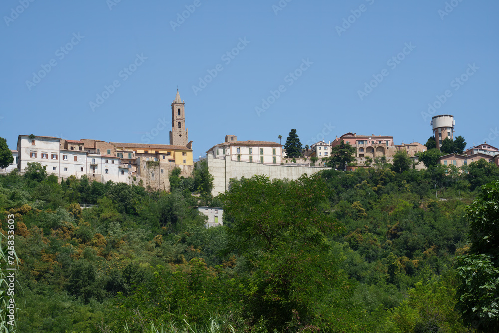 Country landscape in Abruzzo between Penne and Teramo at summer. View of Cellino Attanasio