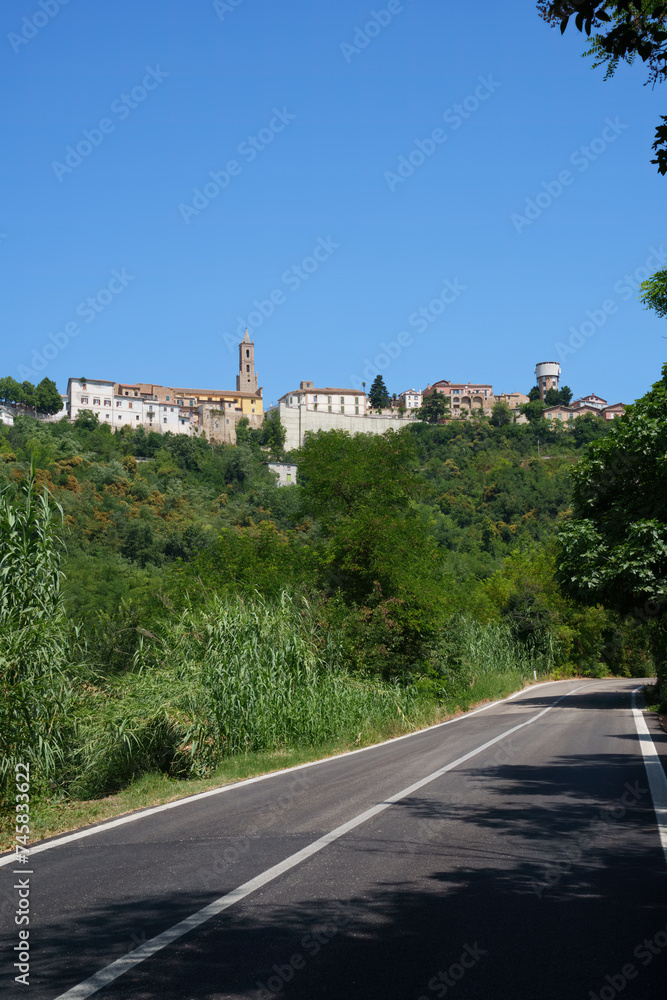 Country landscape in Abruzzo between Penne and Teramo at summer. View of Cellino Attanasio