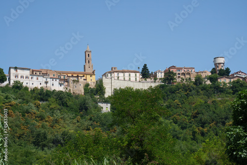 Country landscape in Abruzzo between Penne and Teramo at summer. View of Cellino Attanasio