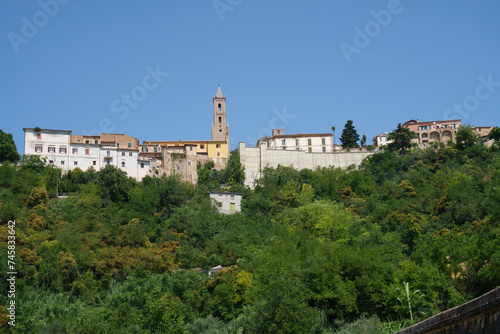 Country landscape in Abruzzo between Penne and Teramo at summer. View of Cellino Attanasio