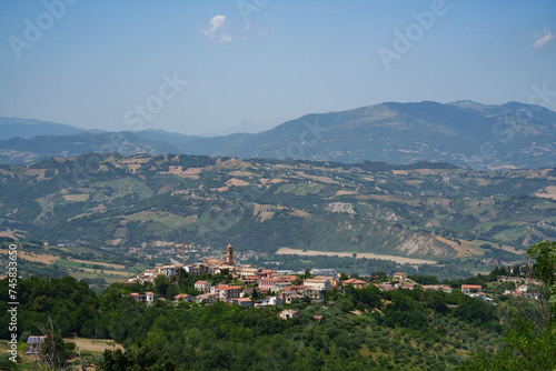 Country landscape in Abruzzo between Penne and Teramo at summer. View of Cermignano