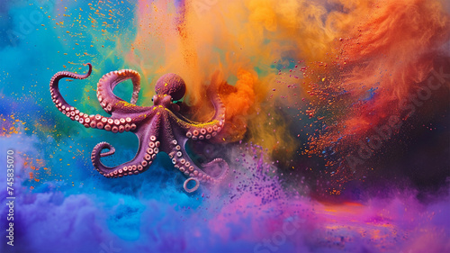 An Octopus's Dream in Colorful Clouds © Baechi Stock
