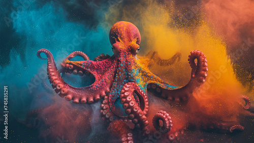 An Octopus's Dream in Colorful Clouds © Baechi Stock