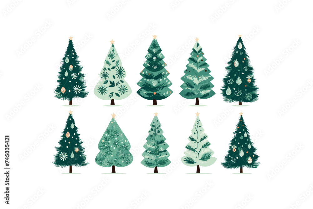 Christmas Tree Decorations vector flat isolated vector style illustration
