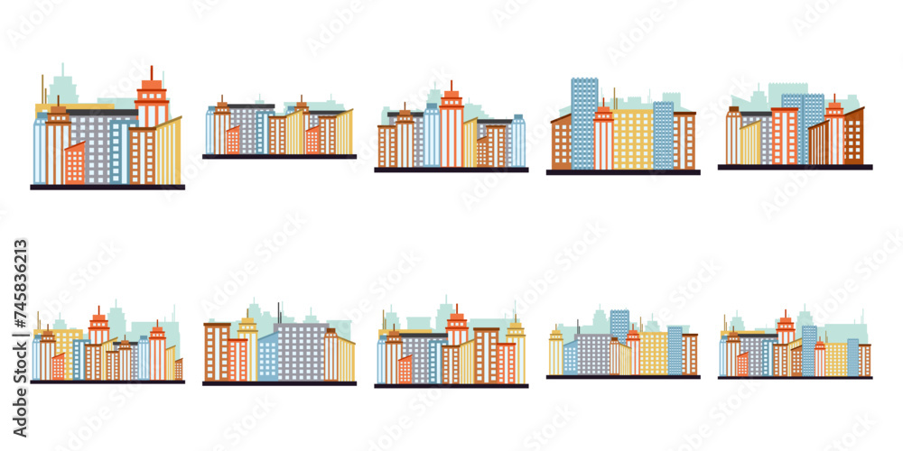 City Building Illustration Set