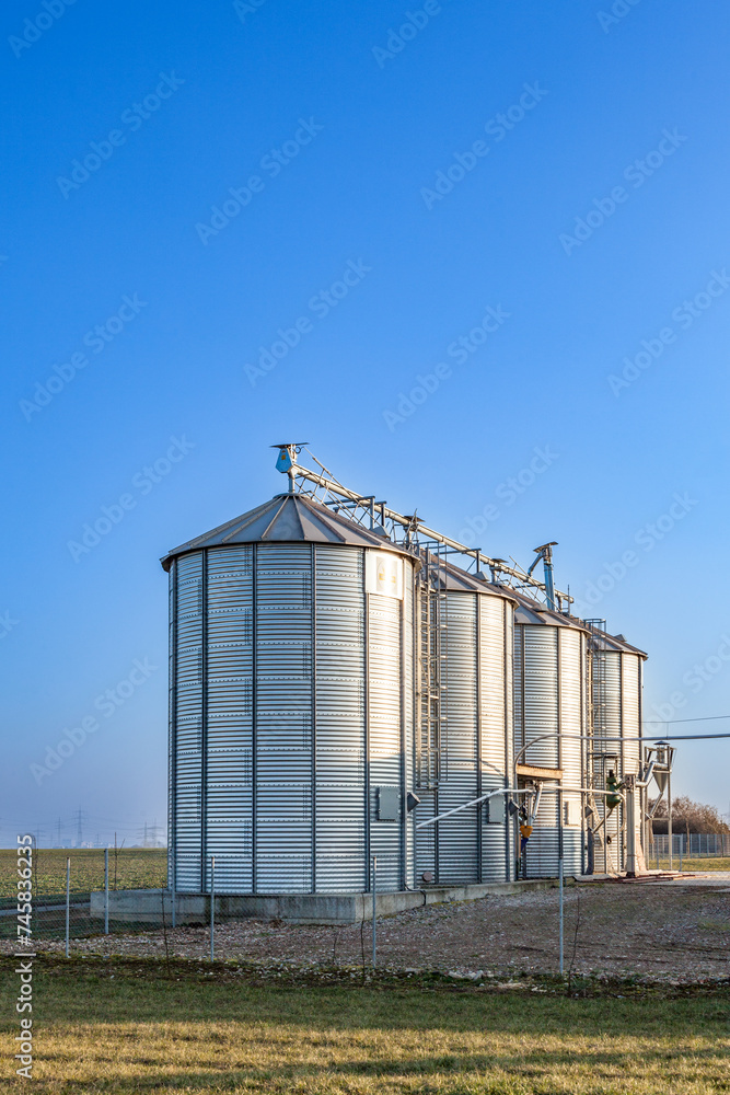 silver silos in the field silver silos in the field