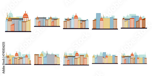 City Building Illustration Set