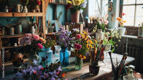 flower shop with various kinds of colorful flowers
