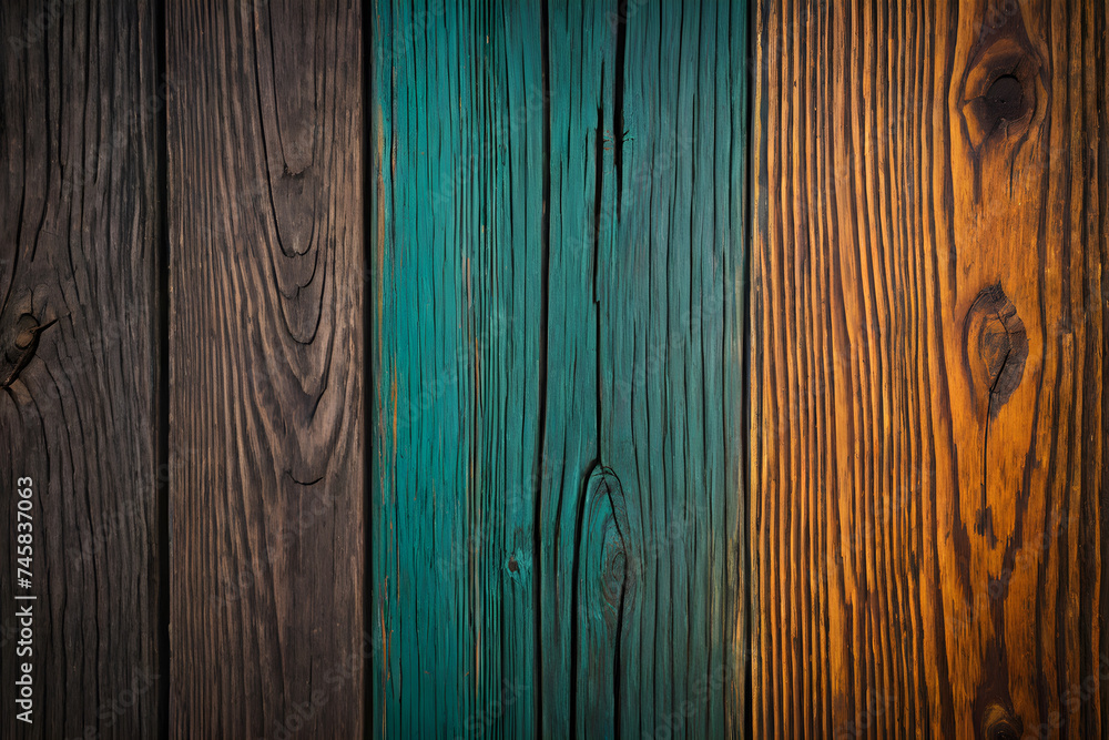 Obraz premium wood texture, natural background, painted green yellow, old fence, plank, board, timber, floor, textured, material, panel, rough