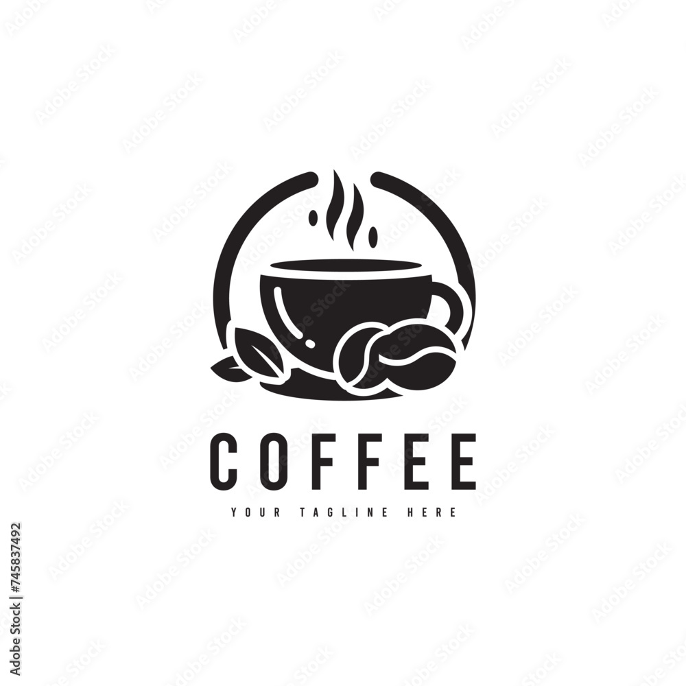 Coffee drink logo in minimalist style. Coffee cup silhouette vector. Suitable for coffee drink logos.