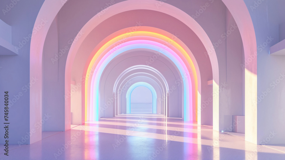Fototapeta premium A soft pastel rainbow arching gracefully