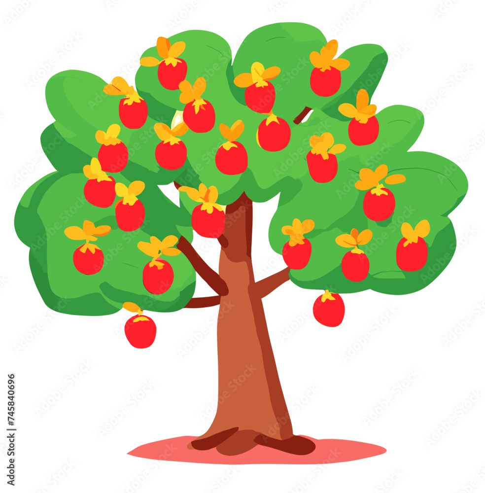 tree with apples and flowers