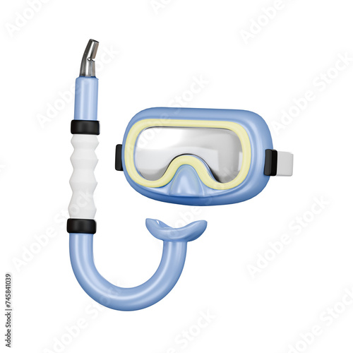 Snorkeling 3d icon isolated transparent background, 3d render