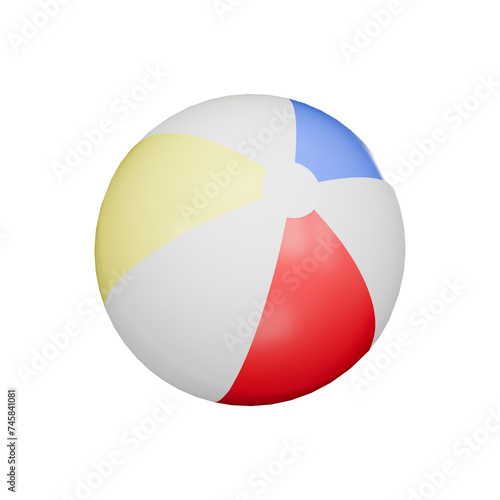 beach ball 3d icon isolated transparent background, 3d render