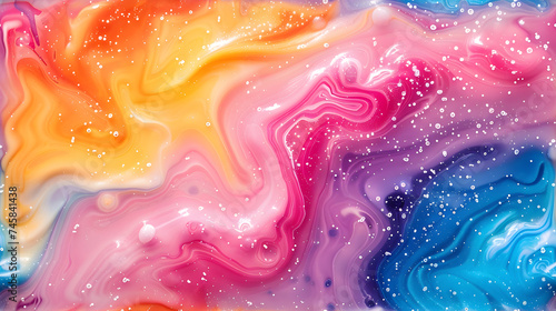 Rainbow Marble Swirl Background: Vibrant Rainbow Colors in Swirling Marble Pattern