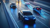Concept of automotive sensing systems in autonomous cars, featuring driver assistant systems like adaptive cruise control