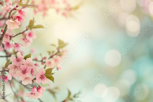 Delicate Pink Spring Blossoms with Ethereal Bokeh Background.