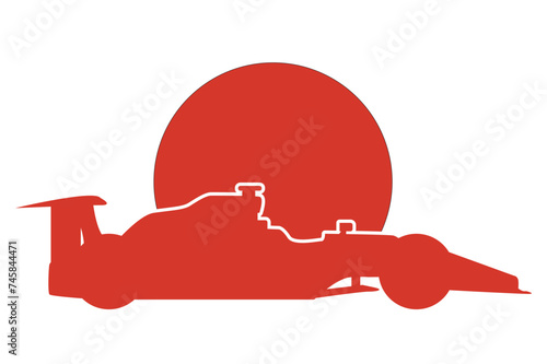 Japanese FLag With Generic Motorsport Racing Car Silhouette