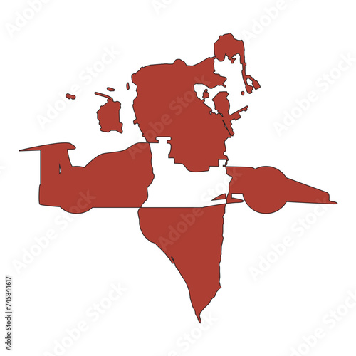 Silhouette Map of Bahrain With Overlap of a Race Car photo